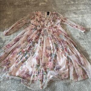 Needle & Thread Floral Kids Dress - Pink and Purple